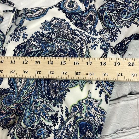DR2 Shift Dress Paisley Print front tussles split sleeves size Medium - Picture 16 of 16